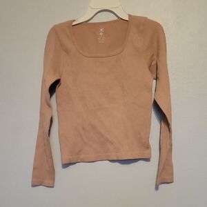 Aura Women's Beige Long Sleeve Top